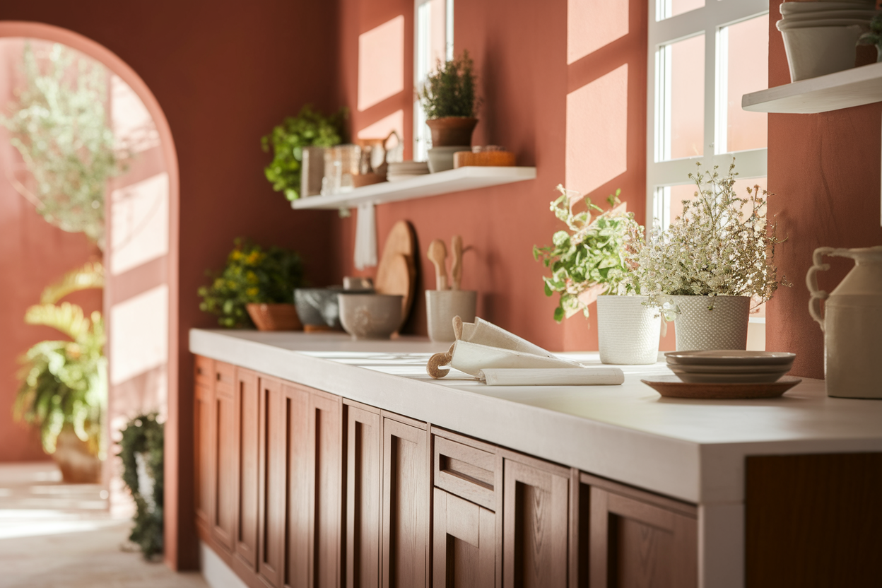 Cuisine Terracotta : Comment l'Associer au Bois et au Blanc pour un Espace Chaleureux