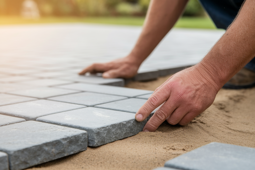 mains-ouvrier-dalles-sable-jardin