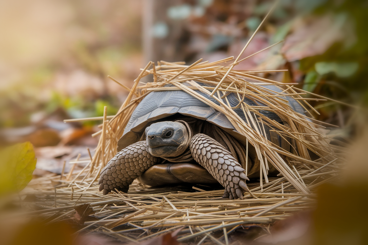 tortue-paille-automne-feuillage