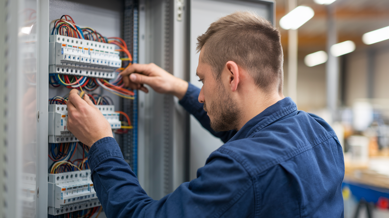electricien-cables-panneau-electrique-flou