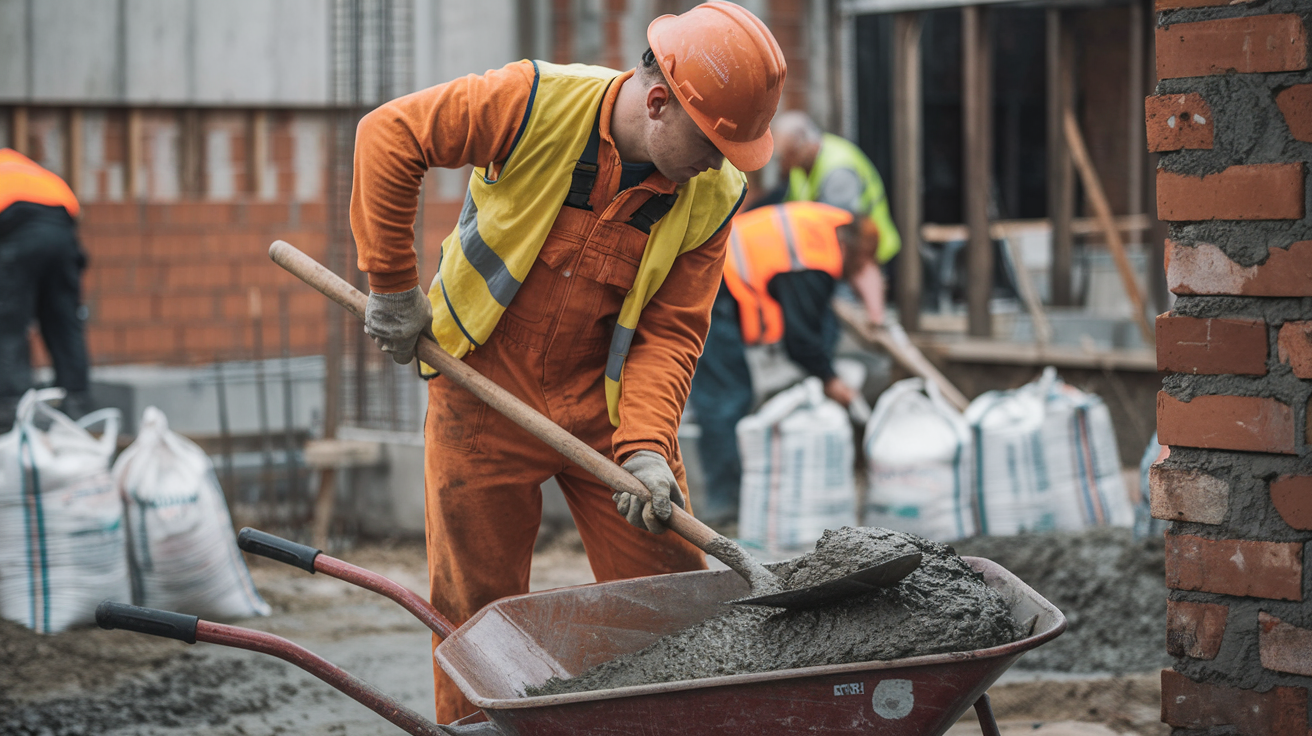 macon-casque-brouette-ciment-chantier