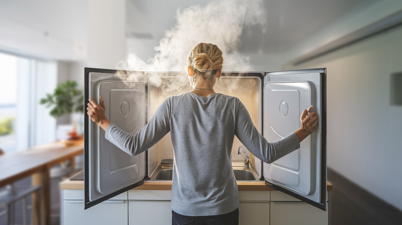 cuisine-moderne-personne-sous-evier-steam