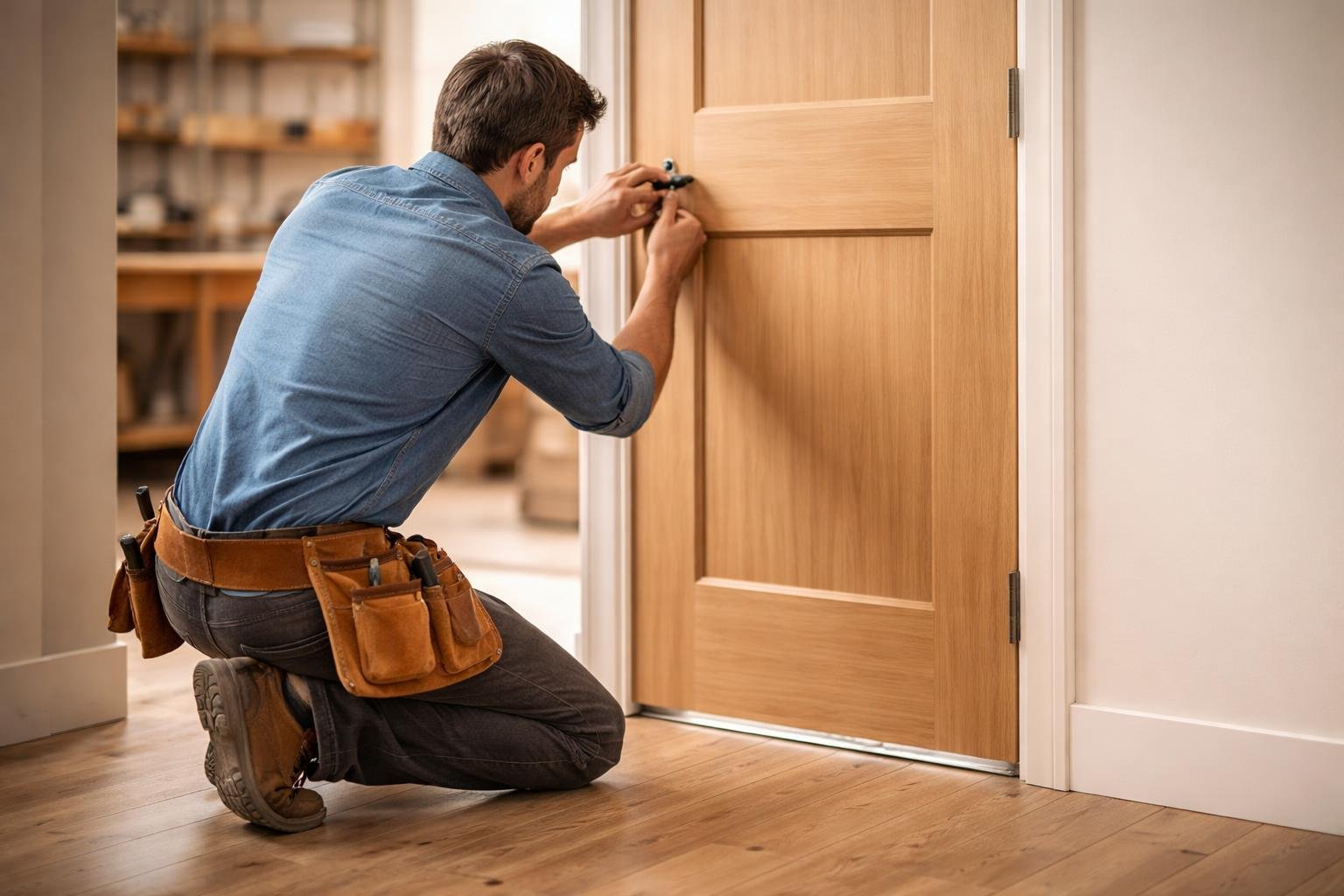 menuisier-ajustant-porte-interieur-lumineux