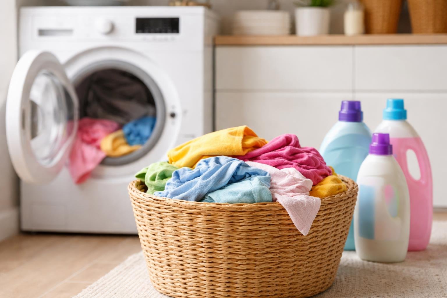buanderie-moderne-linge-varie-detergent