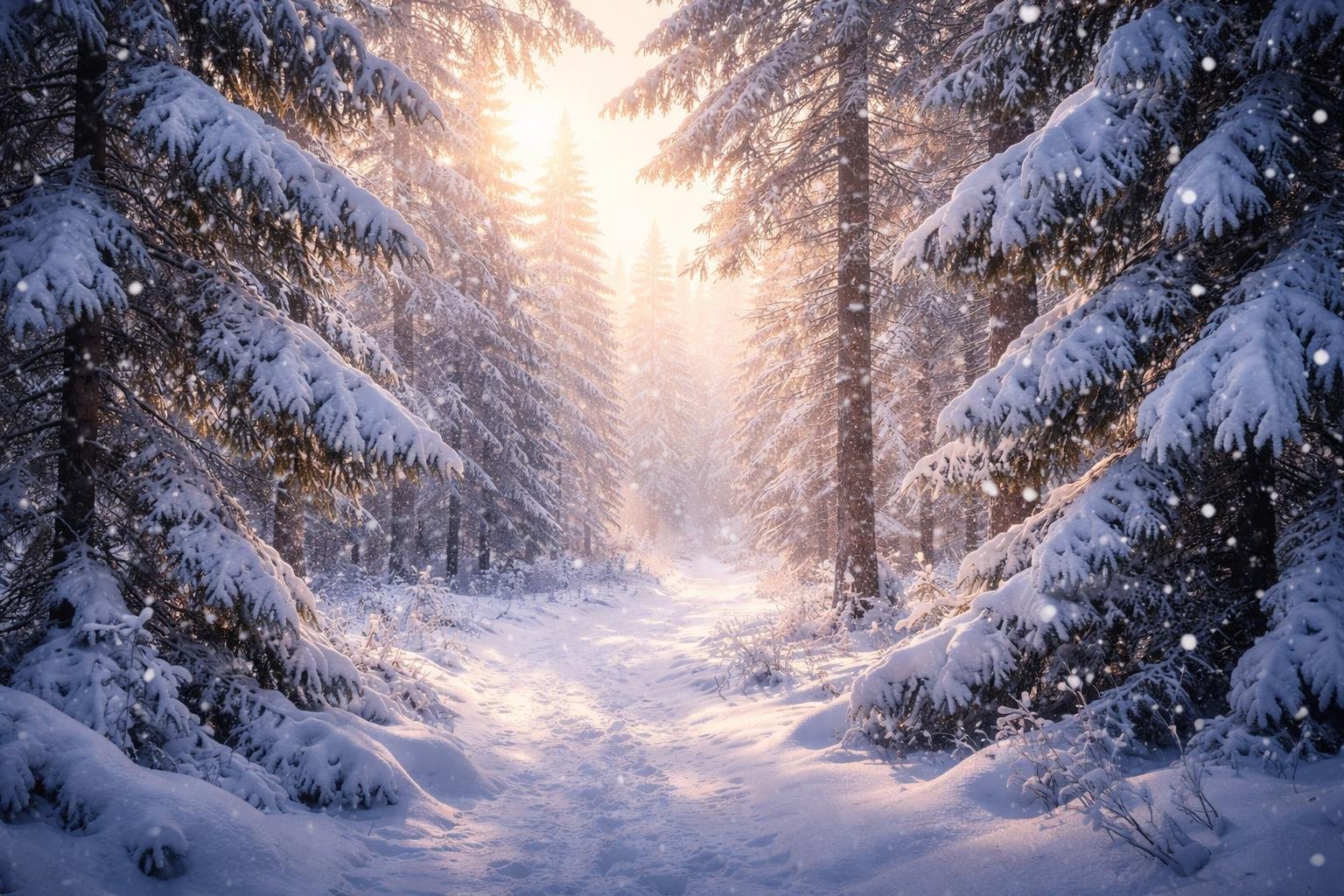 foret-hiver-sapins-neige-flocons