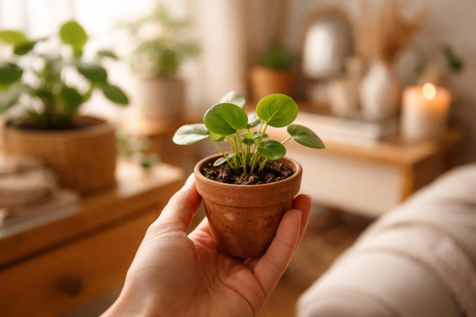 main-plante-pot-decoration-floue