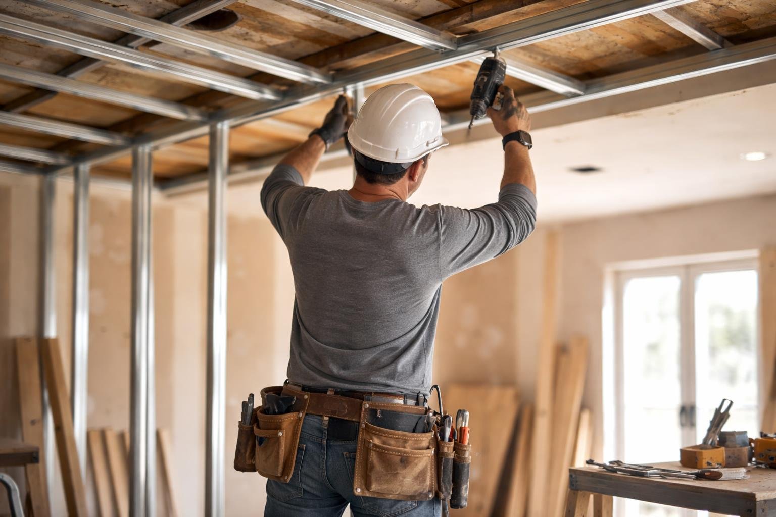 ouvrier-chantier-rails-placoplatre-plafond